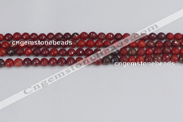 CAJ759 15.5 inches 6mm faceted round apple jasper beads