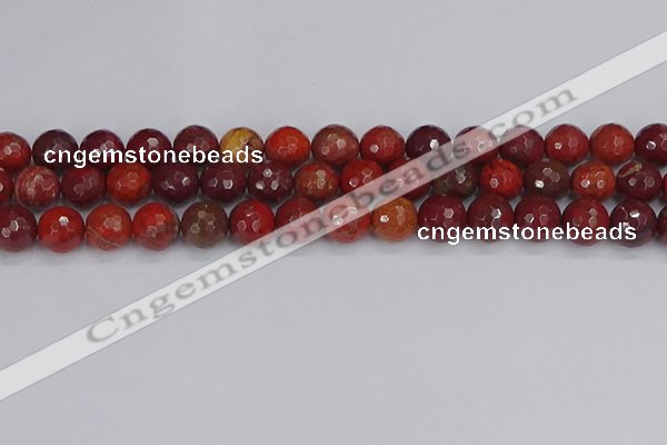 CAJ761 15.5 inches 10mm faceted round apple jasper beads