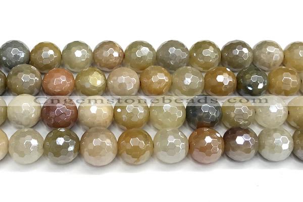 CAJ873 15 inches 12mm faceted round AB-color jade beads