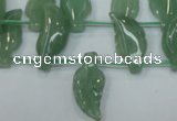 CAJ89 Top-drilled 10*20mm carved leaf green aventurine beads wholesale