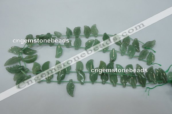 CAJ89 Top-drilled 10*20mm carved leaf green aventurine beads wholesale