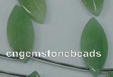 CAJ90 Top-drilled 15*35mm carved leaf green aventurine beads wholesale