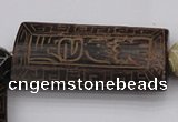 CAL08 14.5 inches 25*52mm carved rectangle agalmatolite beads