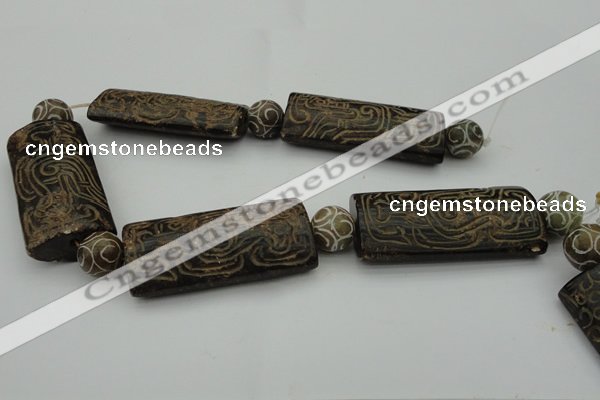 CAL11 14.5 inches 28*60mm carved rectangle agalmatolite beads