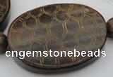 CAL24 14.5 inches 50*60mm carved turtleback agalmatolite beads