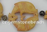 CAL29 14.5 inches 54*56mm carved fish agalmatolite beads