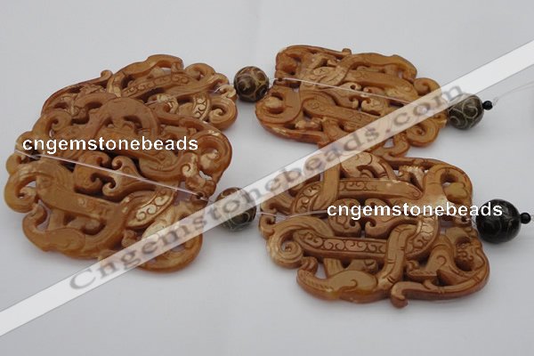 CAL32 14.5 inches 60*70mm carved agalmatolite beads