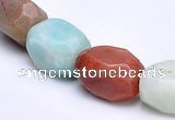 CAM10 10*14mm faceted pebble natural amazonite beads Wholesale