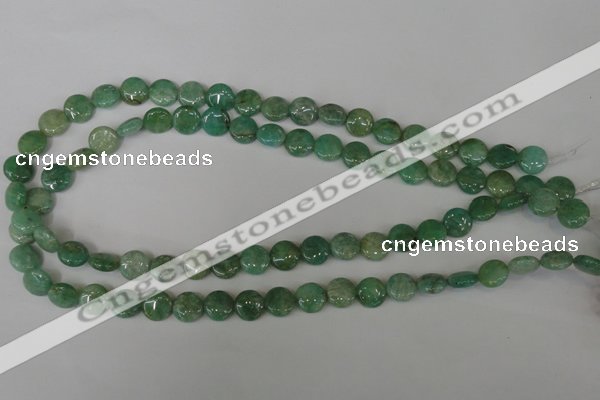 CAM1015 15.5 inches 10mm flat round natural Russian amazonite beads