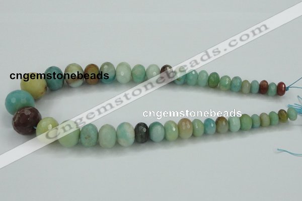 CAM107 15.5 inches multi-size faceted rondelle amazonite gemstone beads