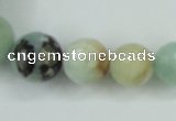 CAM110 15.5 inches multi-size faceted round amazonite gemstone beads