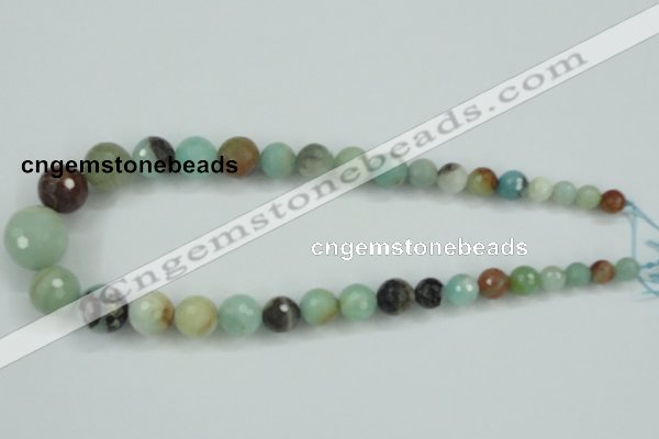 CAM110 15.5 inches multi-size faceted round amazonite gemstone beads