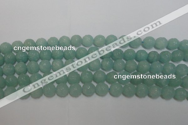 CAM1122 15.5 inches 8mm carved round amazonite beads wholesale
