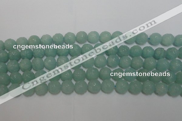 CAM1123 15.5 inches 10mm carved round amazonite beads wholesale