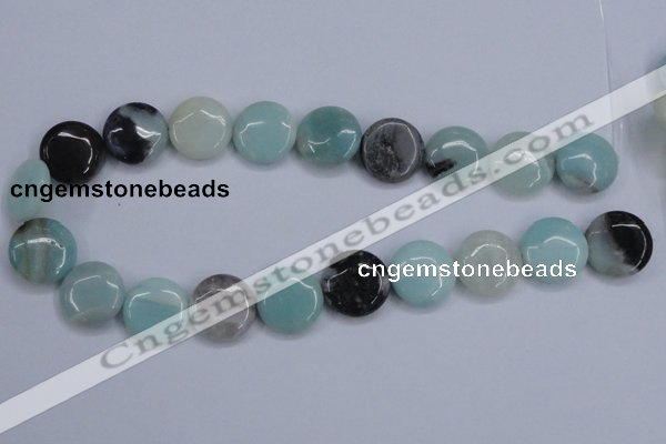 CAM123 15.5 inches 20mm flat round amazonite gemstone beads