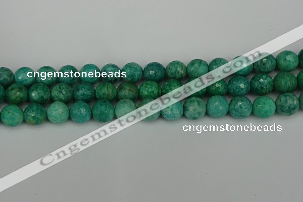 CAM1404 15.5 inches 12mm faceted round Russian amazonite beads