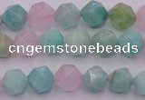 CAM1441 15.5 inches 6mm faceted nuggets amazonite & rose quartz beads