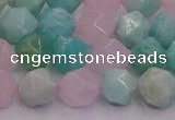 CAM1443 15.5 inches 10mm faceted nuggets amazonite & rose quartz beads