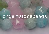 CAM1444 15.5 inches 12mm faceted nuggets amazonite & rose quartz beads