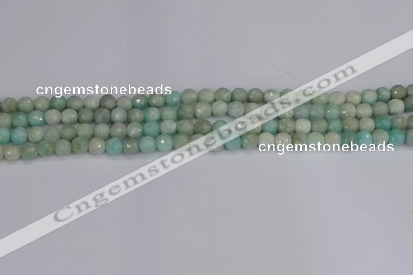 CAM1450 15.5 inches 4mm faceted round amazonite gemstone beads