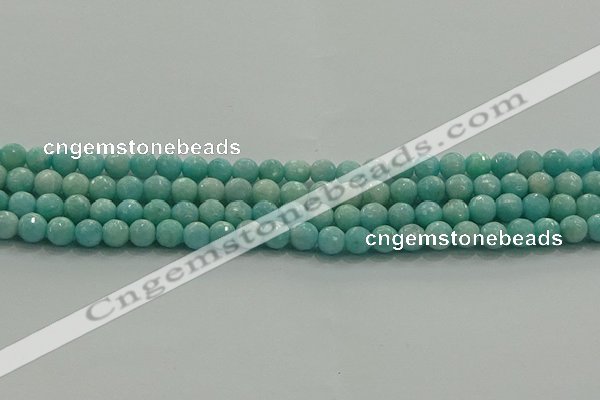 CAM1521 15.5 inches 6mm faceted round natural peru amazonite beads