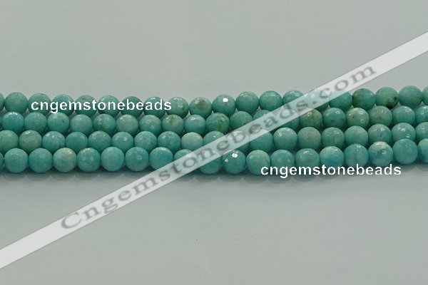 CAM1522 15.5 inches 8mm faceted round natural peru amazonite beads