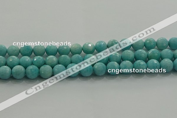 CAM1524 15.5 inches 12mm faceted round natural peru amazonite beads