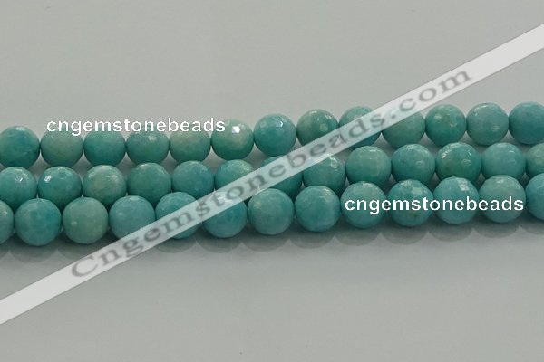 CAM1525 15.5 inches 14mm faceted round natural peru amazonite beads