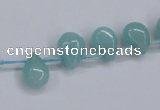 CAM154 8*12mm top-drilled flat teardrop amazonite gemstone beads