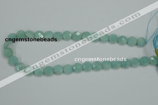 CAM155 15.5 inches 12mm faceted coin amazonite gemstone beads