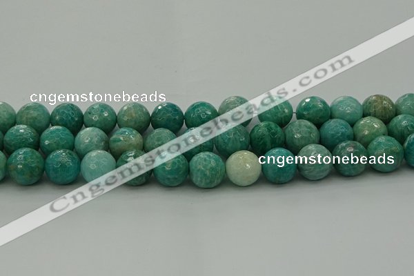 CAM1585 15.5 inches 14mm faceted round Russian amazonite beads