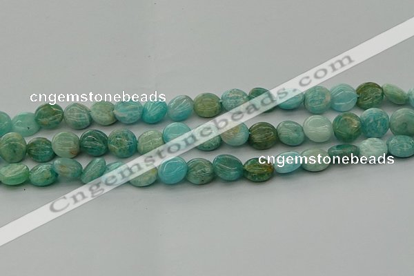 CAM1592 15.5 inches 10mm flat round Russian amazonite beads