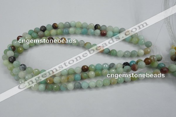 CAM162 15.5 inches 8mm faceted round amazonite gemstone beads