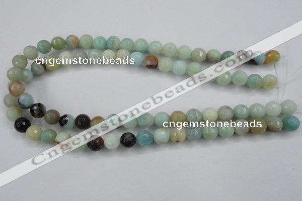 CAM163 15.5 inches 10mm faceted round amazonite gemstone beads