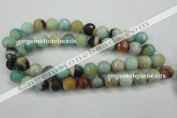 CAM165 15.5 inches 14mm faceted round amazonite gemstone beads