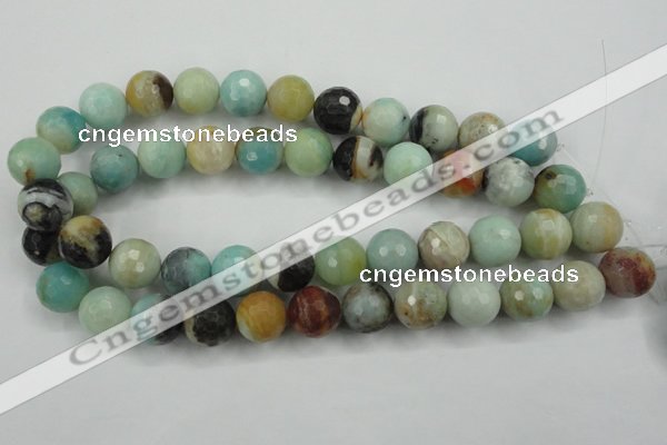 CAM166 15.5 inches 16mm faceted round amazonite gemstone beads