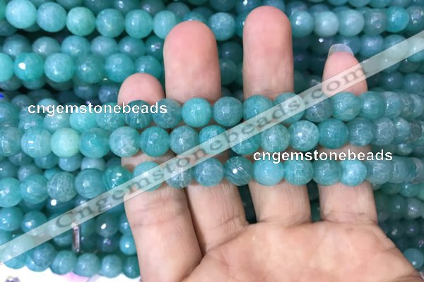 CAM1662 15.5 inches 8mm faceted round Russian amazonite beads