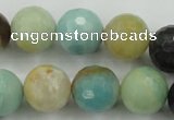 CAM167 15.5 inches 18mm faceted round amazonite gemstone beads