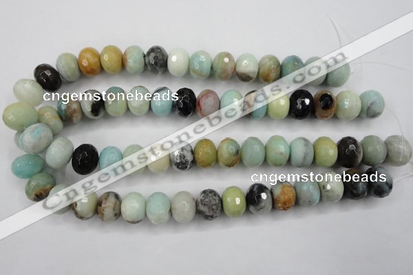 CAM174 15.5 inches 12*16mm faceted rondelle amazonite gemstone beads