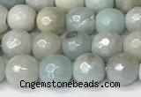 CAM1750 15 inches 6mm faceted round AB-color amazonite beads