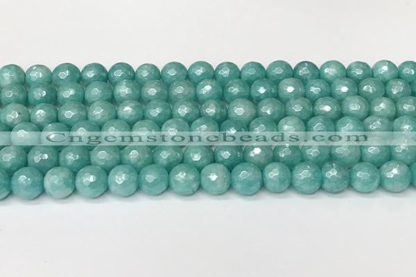 CAM1756 15 inches 8mm faceted round AB-color imitation amazonite agate beads