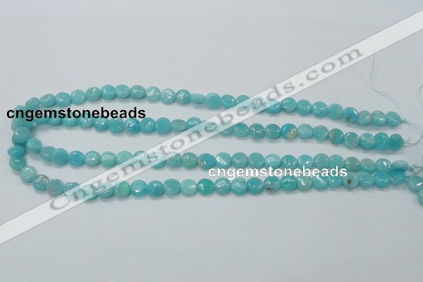 CAM300 15.5 inches 8mm flat round natural peru amazonite beads