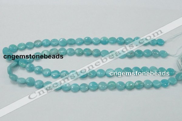 CAM301 15.5 inches 10mm flat round natural peru amazonite beads