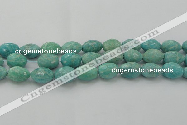 CAM342 15.5 inches 13*18mm faceted nuggets natural peru amazonite beads