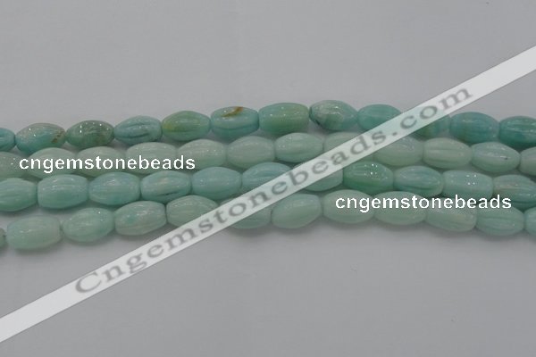 CAM360 15.5 inches 10*15mm carved rice amazonite gemstone beads