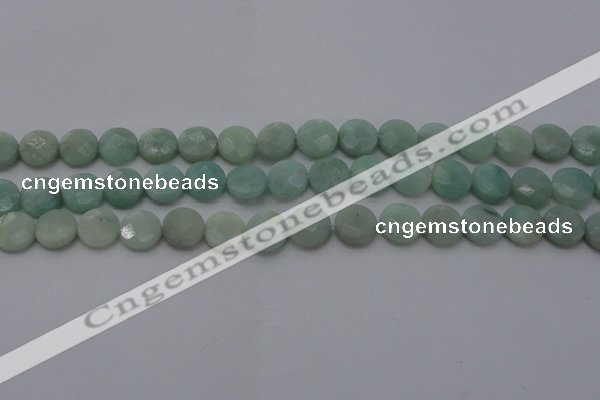 CAM363 15.5 inches 10mm faceted coin amazonite gemstone beads