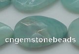 CAM365 15.5 inches 22*30mm faceted flat teardrop amazonite beads