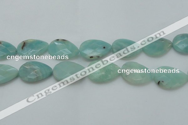 CAM365 15.5 inches 22*30mm faceted flat teardrop amazonite beads