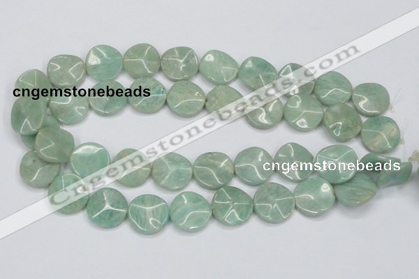 CAM412 15.5 inches 20mm wavy coin natural russian amazonite beads