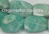 CAM413 18*25mm faceted & twisted rectangle natural russian amazonite beads